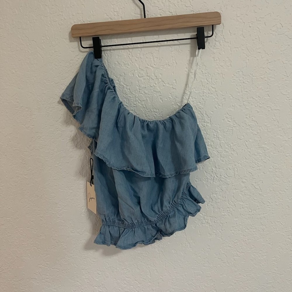 blue one sleeve top